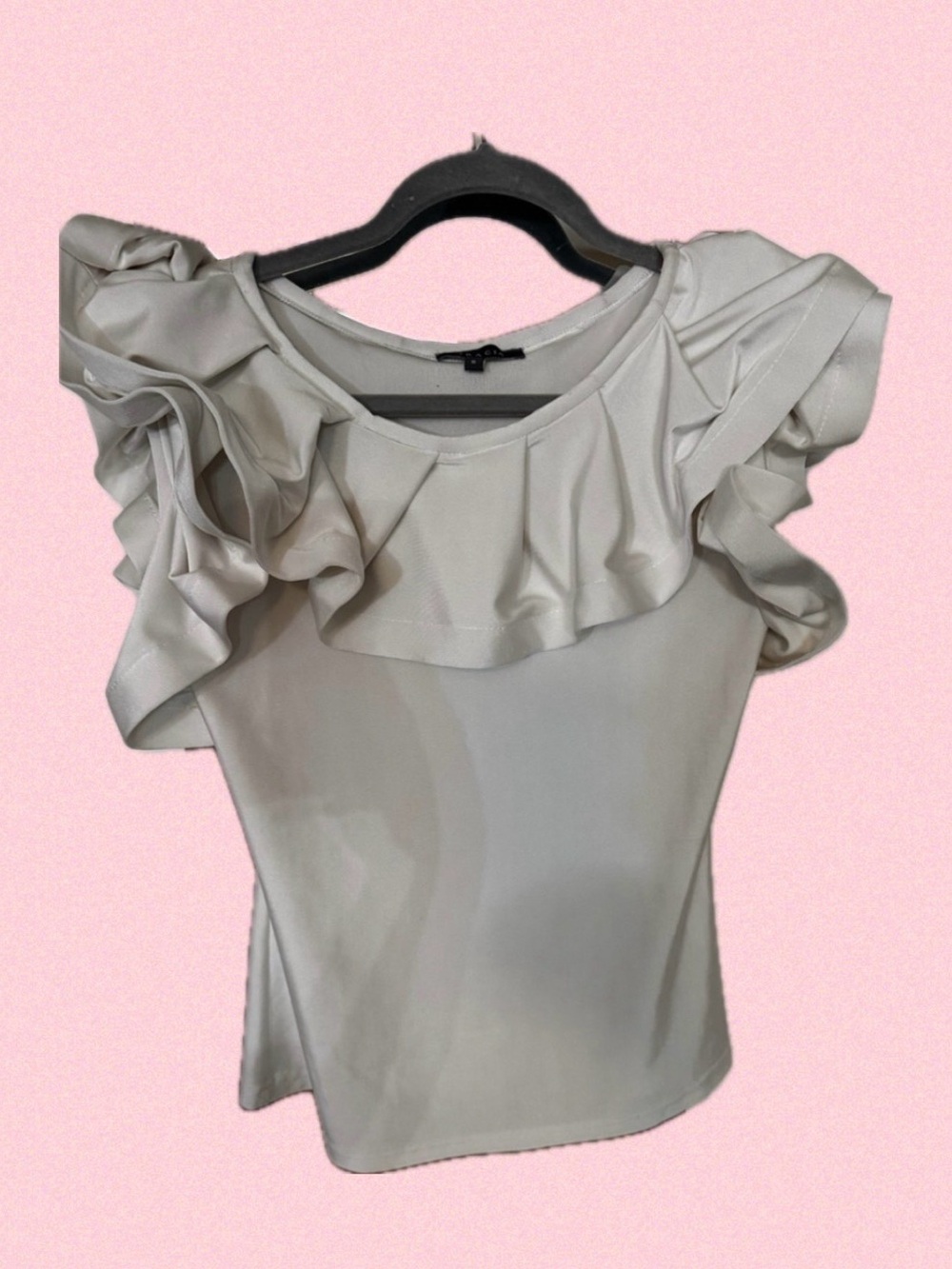 Gracia Cream Ruffle-Shoulder Blouse